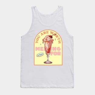 "You Are Worth Melting For" Vintage Cute Painting - A Melting Ice Cream Valentine's Day Delight Tank Top